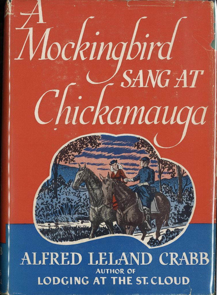 Color image. Front cover for "A Mockingbird Sang at Chickamauga" by Alfred Leland Crabb