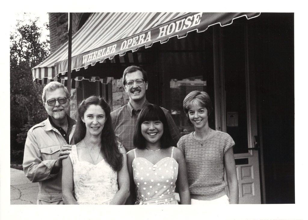 [Wheeler Opera House in Aspen, CO (L-R: Del Sawyer, Dean of the Blair School of Music; Connie Heard and Chris Teal, violins, Grace Mihi Bahng, cello; Kathryn Plummer, viola)]