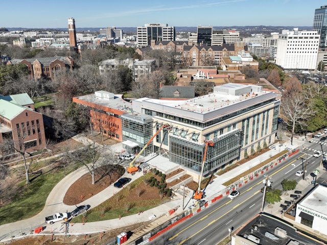 Aerial view of new construction completed
