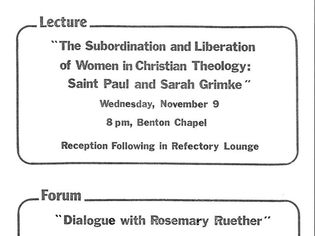 “The Subordination and Liberation of Women in Christian Theology: Saint Paul and Sarah Grimke”