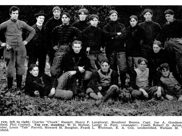 Vanderbilt’s Celebrated 1897 Football Team – James Burney McAlester (standing, fourth from left); J. Boudinot Ream (seated, third from left)]