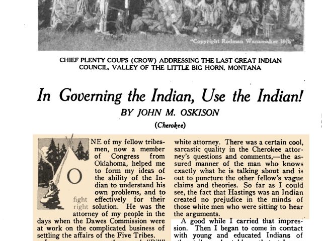 “In Governing the Indian, Use the Indian!”