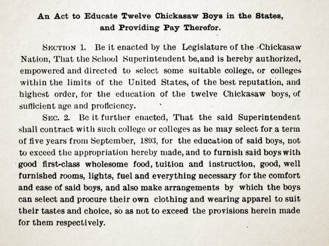[An Act to Educate Twelve Chickasaw Boys in the States, and Providing Pay Therefor.]