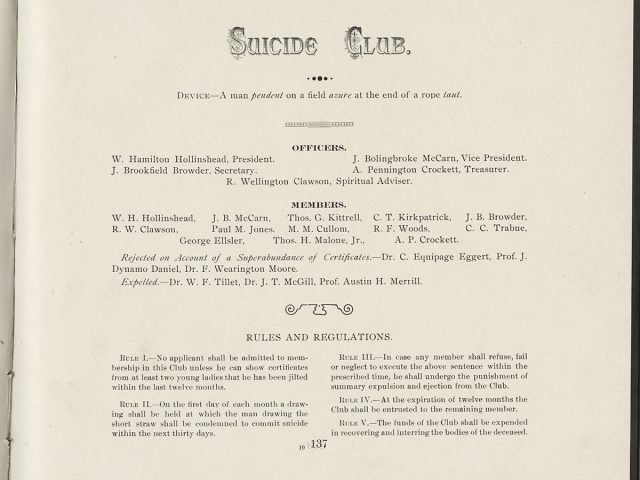 “The Charter of the Suicide Club”