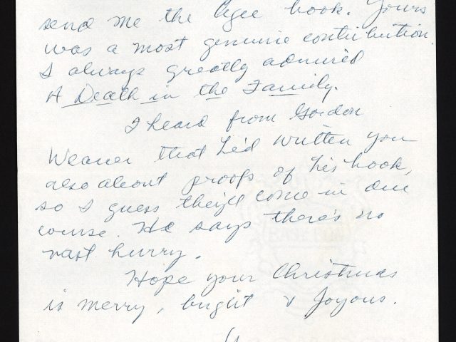 [Letter from Elizabeth Spencer to David McDowell]