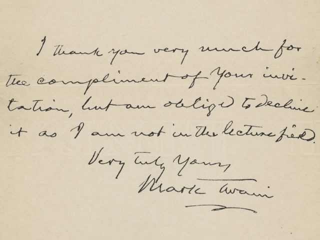 Bonus: [Note from Mark Twain to Camille Fisher]