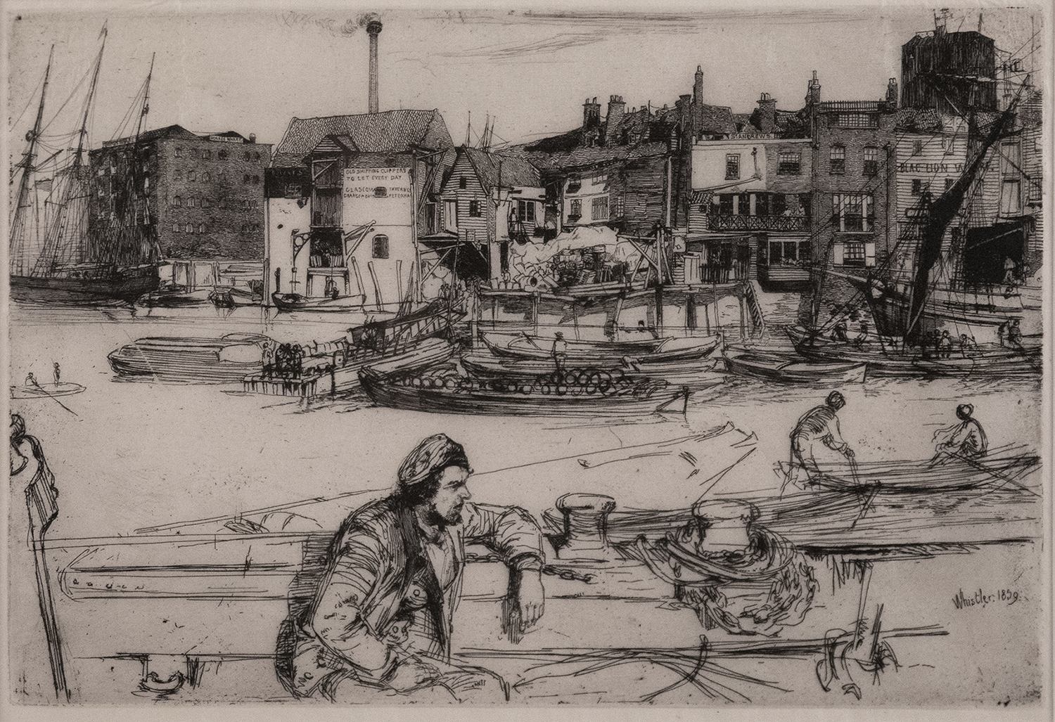 James A. McNeill Whistler (1834-1903), Black Lion Wharf (1859). From the collection of Lynn May. Etching