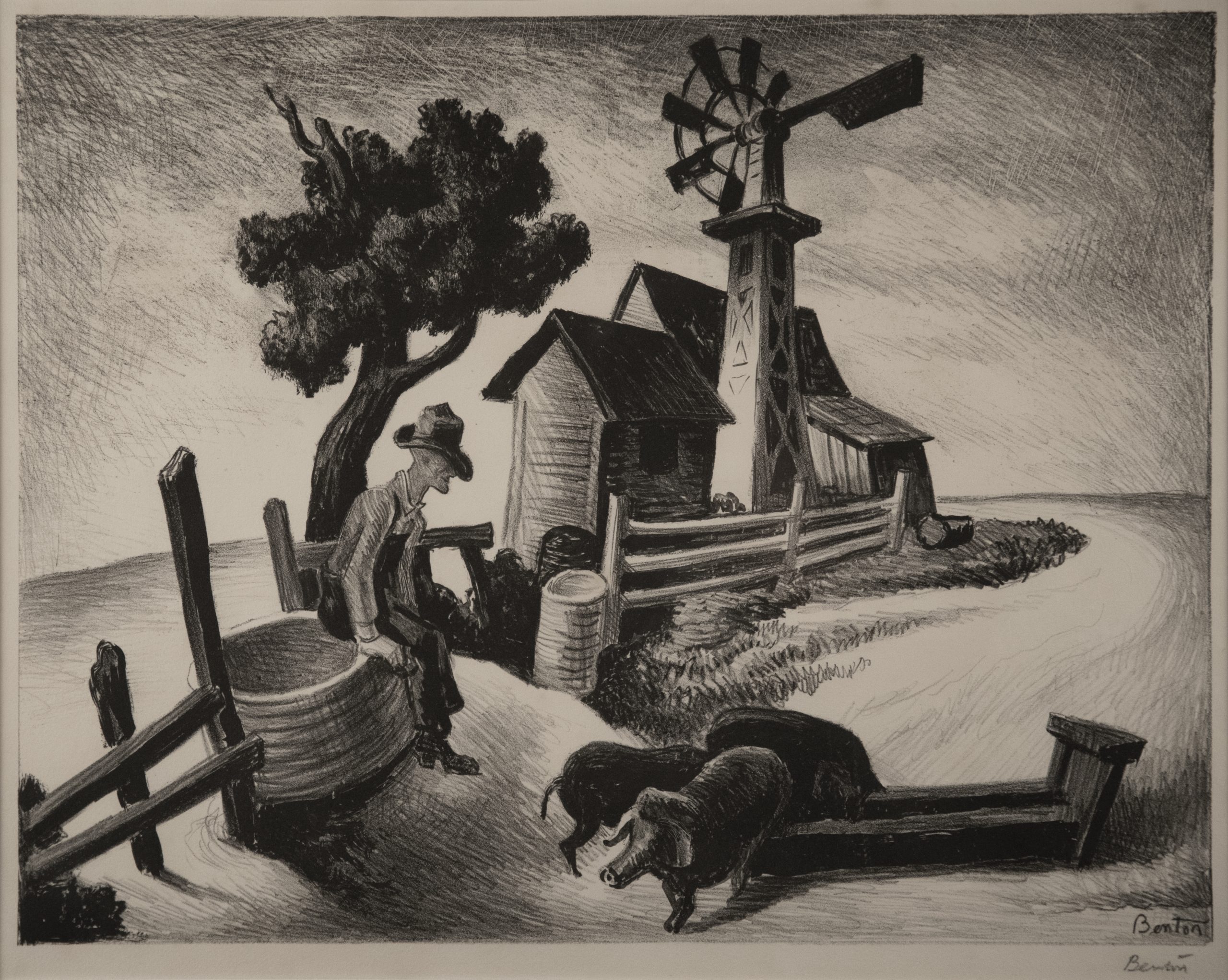 Thomas Hart Benton (1889-1975) Homestead (1938) Lithograph 9 × 13 1/8 (22.9 × 33.3 cm) Collection of Jack May