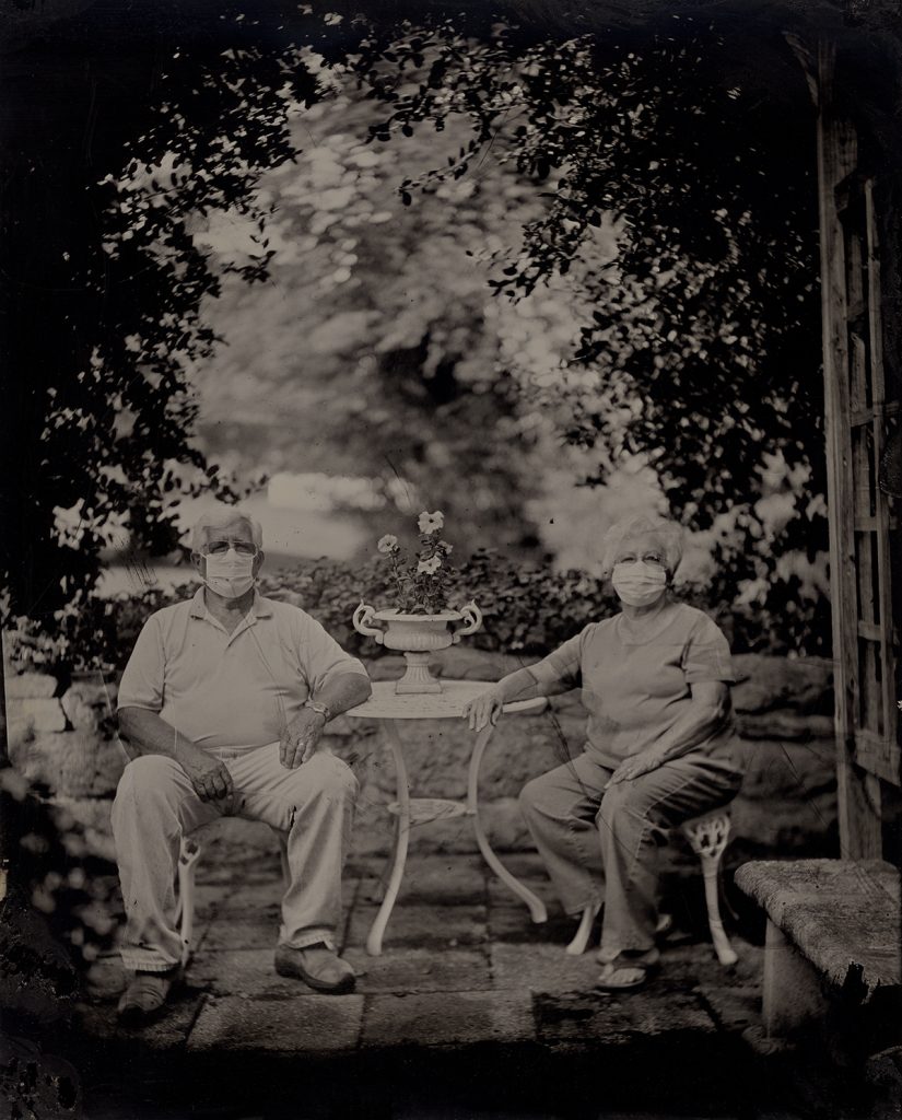 Danny and Margaretta Goodpasture, Centerville, TN 2020. Bill Steber. Carbon print from wet plate collodion ambrotype.