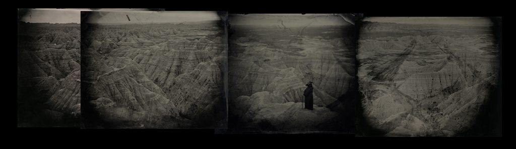 Plague Doctor Collage, Badlands, SD 2020. Bill Steber. Wet plate collodion tintypes.