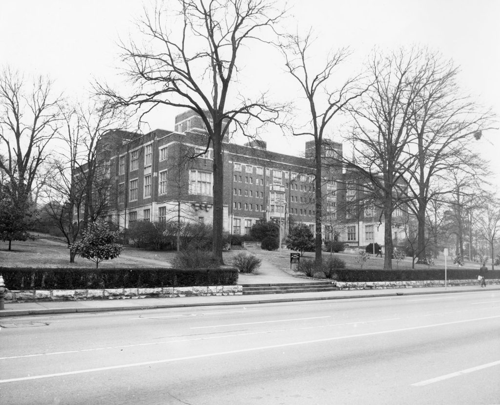 [Central Library Taken from 21st Avenue South] Black and white photograph