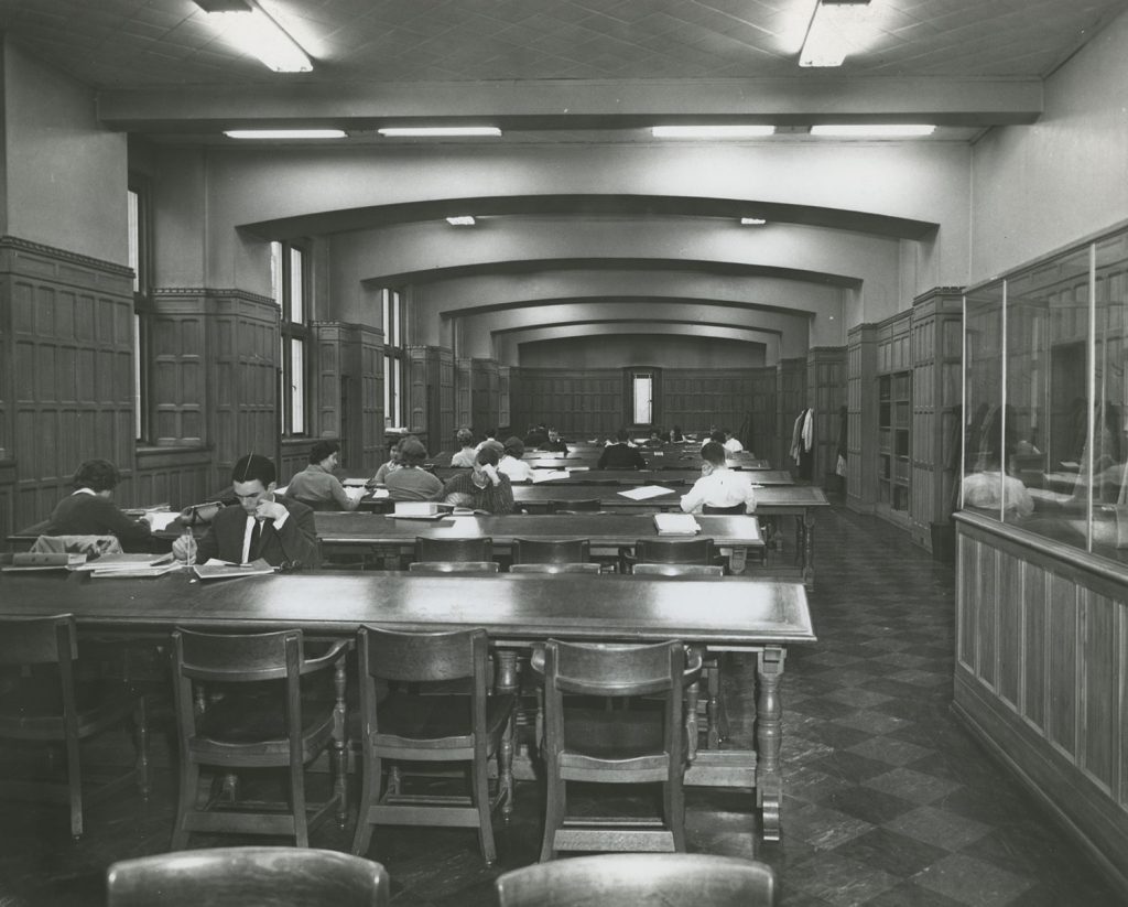 [Students Study in the Main Reading Room in the General Library Building or Central Library]