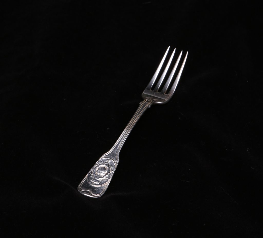 [Sterling Silver Crested Dessert Fork, Coat of Arms Unknown]
