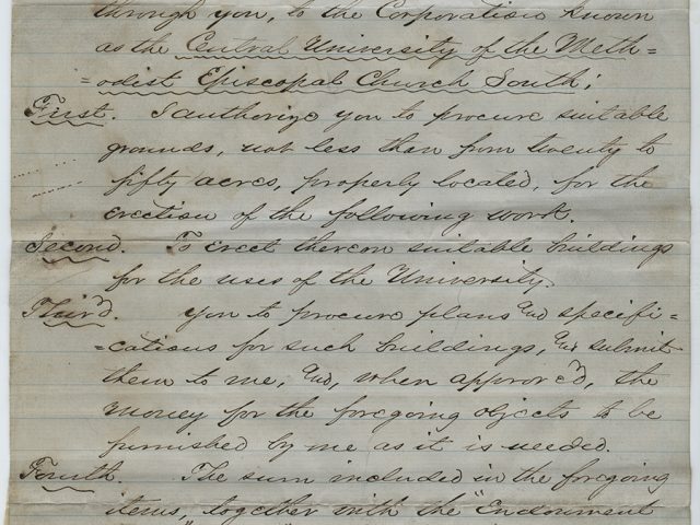 [Letter from Cornelius Vanderbilt to Holland Nimmons McTyeire]