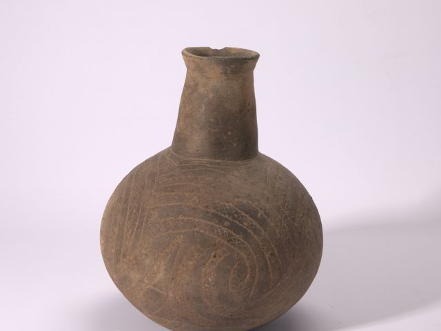 Jar with incised spiral design