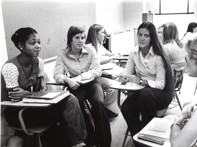 Nursing students in a lecture hall (digital reproduction)