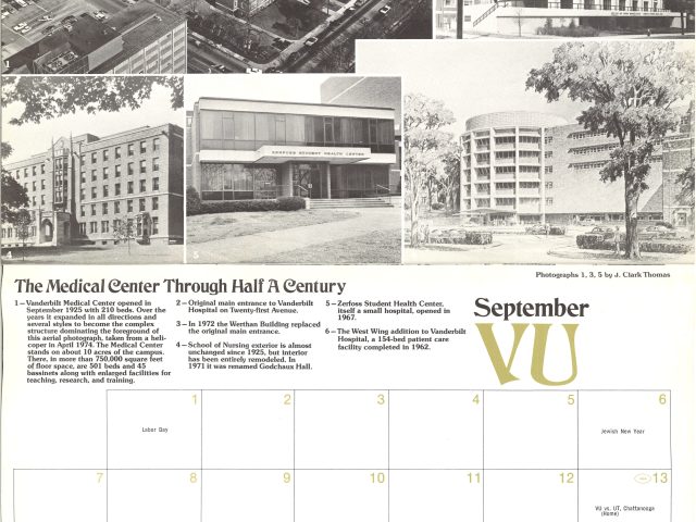 Vanderbilt: A Century of Growth ‘74-’75 centennial calendar