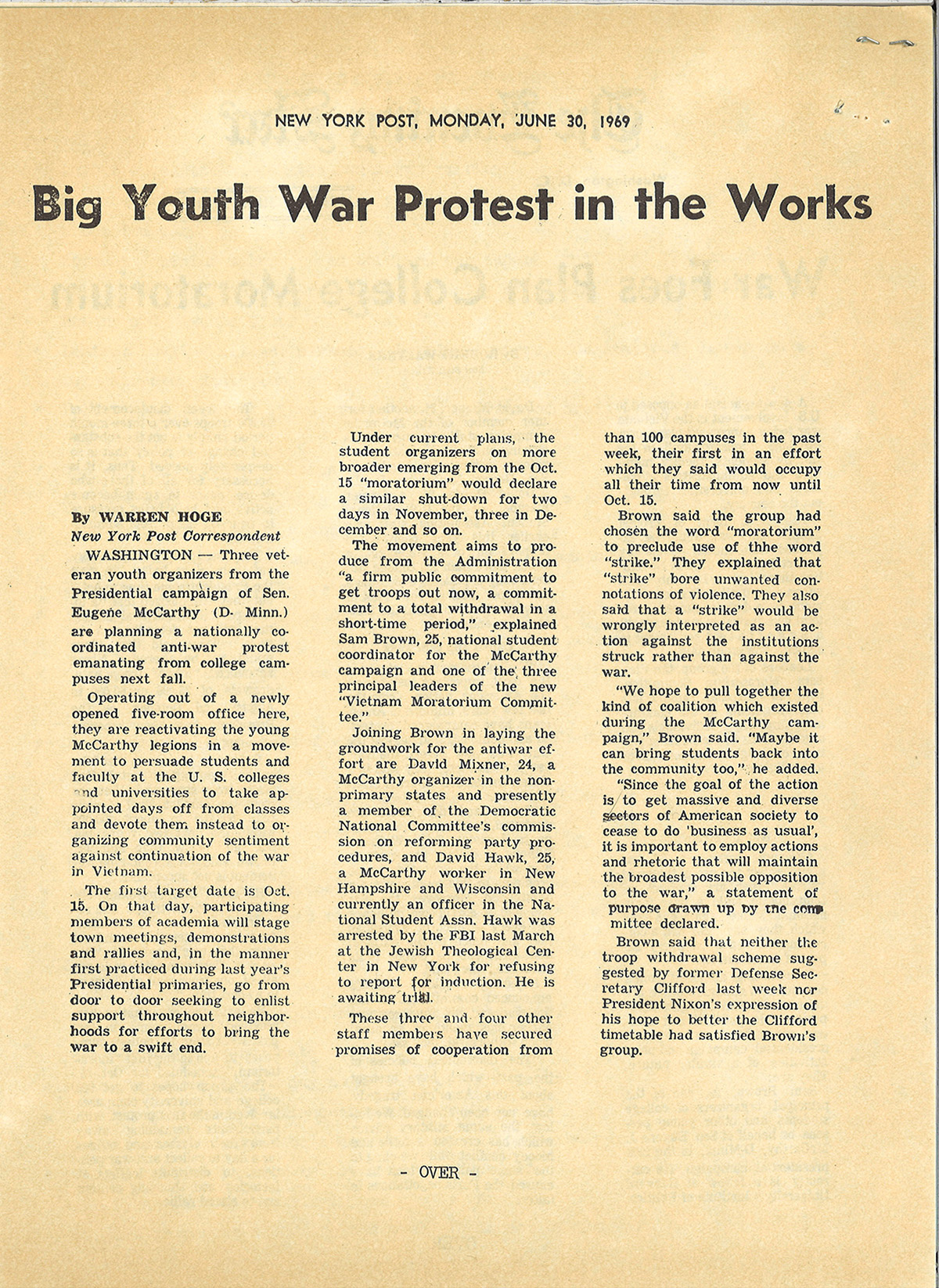 Big Youth War Protest in the Works