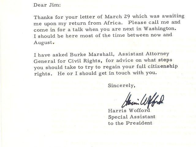 [White House Letter to James Lawson]